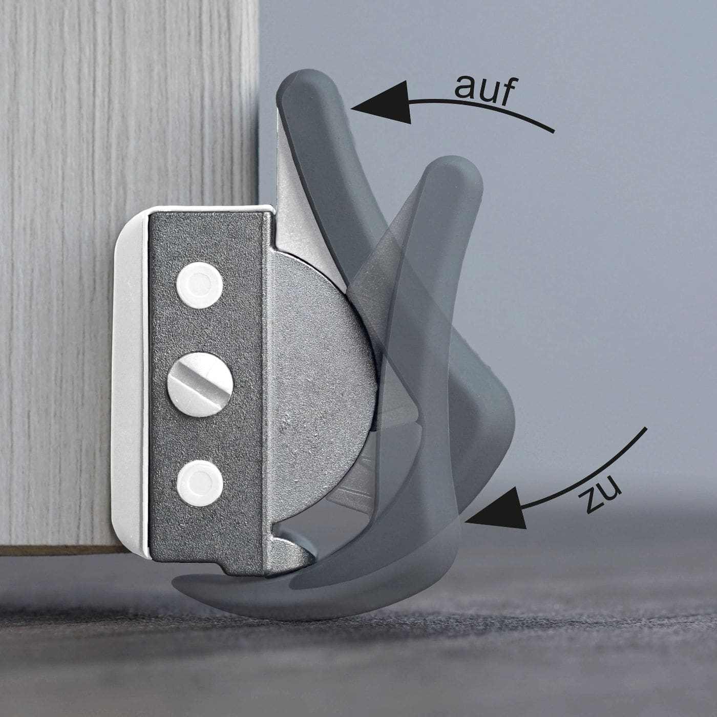 ClipFlix mini Türfeststeller Bedienung auf und zu mit Wippe