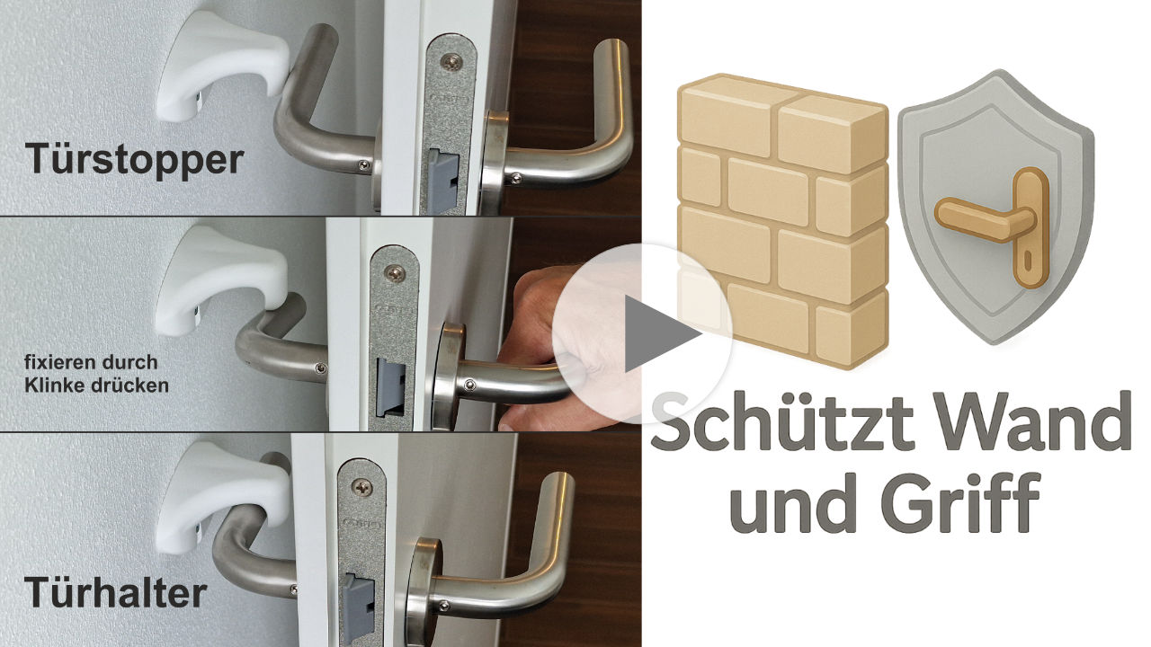 Vorschaubild zum Video ClipOn Türstopper, Türhalter und Wandschutz